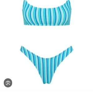 Triangl Swimwear Aqua and White Bikini